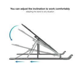 TooQ TQLRS0033-AL-G Soporte para Portátil hasta 15" Plegable Ajustable Gris