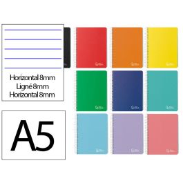 Cuaderno Espiral Liderpapel A5 Micro Witty Tapa Dura 120H 90 gr Horizontal 8 mm 5 Bandas 6 Taladros Colores Surtidos