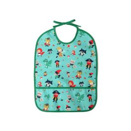 KioKids Babero Impermeable Verde con Bolsillo Recogemigas y Cierre de Lazo para Bebé +4 Meses Poliéster TPU
