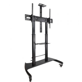 TooQ FS20404HM-B Soporte de Suelo para TV de 60-100 Pulgadas, hasta 100kg, con Ruedas, Inclinable, Regulable en Altura, Negro