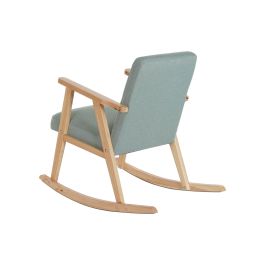 DKD Home Decor Mecedora Scandi de Madera y Poliéster para Salón o Dormitorio, Colores Azul Celeste y Natural, 81x58x90 cm