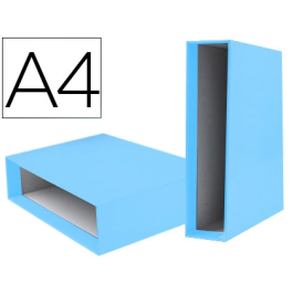Liderpapel Documenta Caja Archivador de Palanca Cartón DIN A4, Lomo 75 mm, Celeste