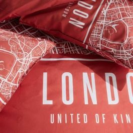 Today TOD3574641268626 Juego de Cama para 2 Personas 240x220 cm Algodón Estampado Londres Rojo