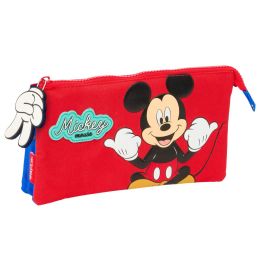 Safta Portatodo Triple Mickey Mouse "Good Day" | Estuche Escolar Grande con 3 Compartimentos y Cremalleras, 22x12x3 cm, Edad +3 Años