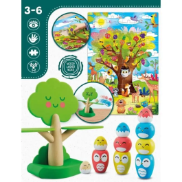 MONTESSORI WOOD Juego de Equilibrio en el Árbol - Juego Montessori - LIS8008324105397 - Juego de Equilibrio, Árbol y Pájaros