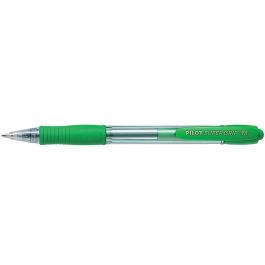 Boligrafo Pilot Super Grip Verde Retractil Sujecion De Caucho Tinta Base De Aceite 12 unidades