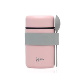 KioKids Termo Papillero Acero Inoxidable 500 mL con Cuchara Rosa Mantiene Temperatura 12h Ideal Niños +0 Meses