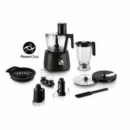 Philips HR7776/90 Robot de Cocina Multifunción 1000W con Amasadora, 3.4L Tazón, 1.5L Licuadora, 12 Velocidades - Negro