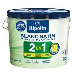 RIPOLIN Pintura blanca para paredes y techos con base integrada - Blanco satinado - 10 L Precio: 136.49999957. SKU: B1395QYX66