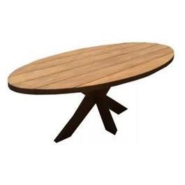 DKD Home Decor Mesa Centro Loft Madera Mango y Metal Natural Negro 130 x 70 x 45 cm Desmontable
