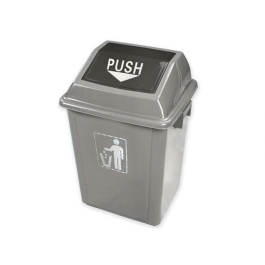 Q-connect Papelera Contenedor Plástico con Tapa de Balancín, 20 Litros, Gris, 340x240x450 mm