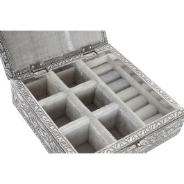 DKD Home Decor Joyero Indio Plateado Natural Madera Aluminio 18 x 18 x 6 cm