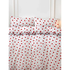 Juego de Cama Funda Nórdica 220x240 cm y Fundas de Almohada 60x60 cm 50% Algodón 50% Poliéster Rojo ASI8684283278640