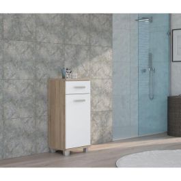 Forte VERK22Q34 - Mueble de baño Veris Blanco / Roble Sonoma - 90,8 x 34,8 x 40,2 cm