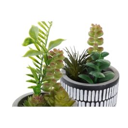 Planta Decorativa DKD Home Decor Cerámica Negro Polietileno Blanco Verde (7 x 7 x 19 cm) (2 Unidades)