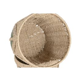 DKD Home Decor Cesta Tropical de Fibra Set 3 Piezas Verde y Marrón Claro 38 x 33 x 38 cm