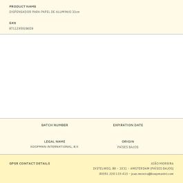 Dispensador de papel de aluminio y film, PVC, blanco, 33 cm
