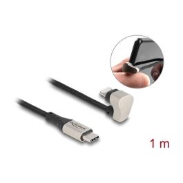 DeLOCK Cable USB Type-C a Lightning MFi, USB 2.0, 1 m, 180°, para iPhone y iPad, Transferencia de Datos y Carga Rápida (3A), Tela, Negro/Plata