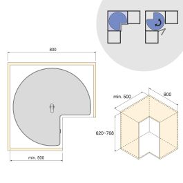 Emuca Juego de bandejas giratorias Harmony 3/4, Módulo ancho 800mm, Altura regulable, Acero y Madera, Gris antracita