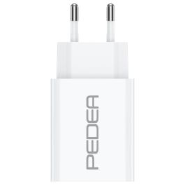 PEDEA 60040100 Cargador USB-C 20W PD Carga Rápida con 2 Puertos (USB-C y USB-A) 100-240V - Blanco