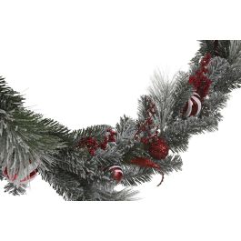 DKD Home Decor Guirnalda Navidad Tradicional con 35 LED Blanco Rojo, 180 cm, PVC, Funciona con Pilas AA (2 Unidades)