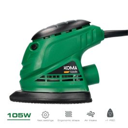 Koma Tools LM-105 Lijadora tipo mouse 105W 12000rpm 230-240V, 141x145 mm, salida aspiración, lija P80, velcro, ergonómica. Precio: 18.58999956. SKU: S7903518