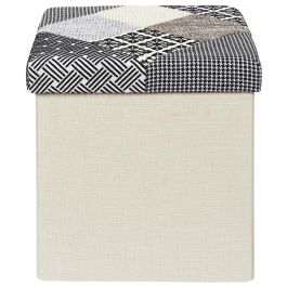 Home Deco Factory Caja-Puf Plegable Patchwork Asiento Extra Almacenamiento 38x38x38 cm
