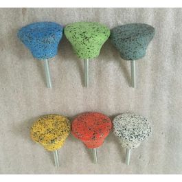 DKD Home Decor Pomo Scandi de Gres y Metal Verde Amarillo Surtido 4x4x2.5 cm (Pack 24 Unidades)