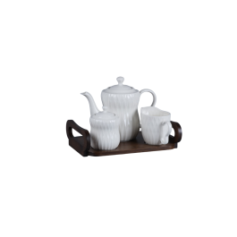 DKD Home Decor Tetera Colección Pengjia 25 Blanco Marron Oscuro Porcelana Bambu 25 x 18 x 28 cm Set de 4 Precio: 25.4999998. SKU: B1FZJPB2TC