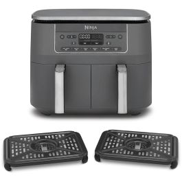Ninja DZ300EU Freidora de Aire Caliente Dual Zone 7.6 L, Capacidad de 3.2 kg, Hornea y Asa, Gris