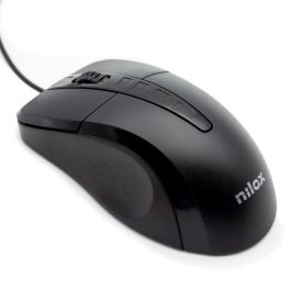 Nilox Ratón Óptico USB 1000DPI Negro - Compatible con Windows, Linux, Mac