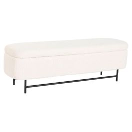 Banqueta Home ESPRIT Blanco Negro Poliéster Acero 145 x 45 x 45 cm