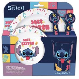 Stor Set Plato, Cuenco, Vaso, Cuchara y Tenedor Stitch Palms para Bebé y Niños a Partir de 6 Meses Apto Microondas