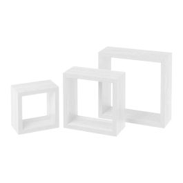 Moblekit Set 3 Estantes Flotantes Blancos - 25x25x9 cm, 20x20x9 cm y 15x15x9 cm (estimado para el tercero) (4 Unidades)