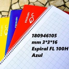 Escolofi Cuaderno Espiral Folio 100H 70 gr Milimetrado 3x3x16 Azul (5 Unidades) (5 Unidades) Precio: 25.4999998. SKU: B12BMHB4QG