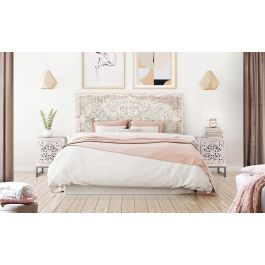 Giner y Colomer Cabecero Madera de Mango Blanco Envejecido MDF