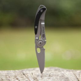 True Skeletonknife Navaja Pequeña Minimalista Plegable Diseño Plateado y Negro con Llavero