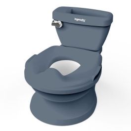 Ingenuity ING0074451111240 Inodoro infantil Mini con reductor, descarga musical y compartimento para toallitas integrado, azul