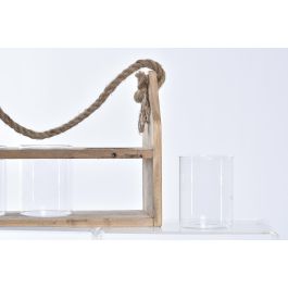 DKD Home Decor Jarrón Cottage Natural Transparente Cristal y Paulownia 12 x 22 x 34 cm (4 Unidades)