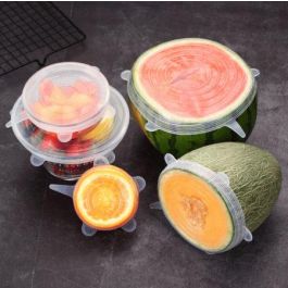 Quttin Set de 6 Tapas de Silicona Adaptables 25 cm Ancho x 26 cm Largo x 2 cm Alto (12 Unidades)