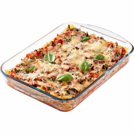 Pyrex Iconic'S Fuente Rectangular para Horno de Vidrio Borosilicato Transparente 40x27x6 cm Apta Lavavajillas y Microondas