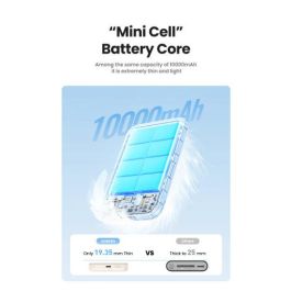 UGREEN 25208 Batería Externa 10000 mAh Cargador Inalámbrico Beige para iPhone 12-15 Series, Carga Rápida PD 20W