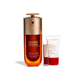 Clarins DOUBLE SERUM ESTUCHE 4 pz – Set cosmética facial antiedad con 21 extractos vegetales para hidratación y firmeza