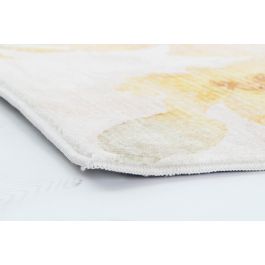 DKD Home Decor Alfombra Tropical de Flores Amarilla y Blanca 240x60x0.7 cm, de Poliéster y Algodón (2 Unidades)