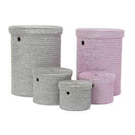 Cesta Basicos DKD Home Decor Rosa Gris 42 x 52.5 x 42 cm Set de 5 Precio: 81.41364. SKU: S3018650