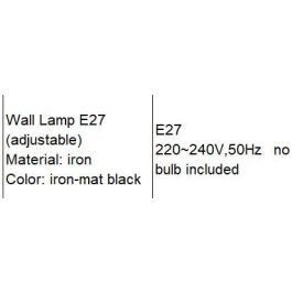 DKD Home Decor Lámpara Aplique Urban Negra de Metal E27 50W 1 Bombilla 22x22x21cm