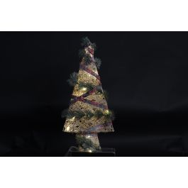 DKD Home Decor Árbol de Navidad Alpina con Iluminación LED de Ratán, Colores Natural, Verde y Rojo, 60 x 40 x 15 cm DKD Home Decor Árbol de Navidad Alpina con Iluminación LED de Ratán, Colores Natural, Verde y Rojo, 60 x 40 x 15 cm