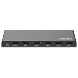 Digitus Conmutador HDMI 5x1 4K/60Hz HDCP 2.3, Soporte HDR, Metal Negro, 18 Gbit/s con Mando a Distancia