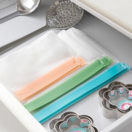 Innovagoods V0103189 Bolsas Reutilizables Herméticas Zags 6 Piezas 3 Tamaños: 2 Grandes, 2 Medianas, 2 Pequeñas