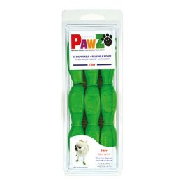 Pawz Botas para Perro Impermeables de Goma Natural Biodegradable Talla Tiny Verde - Pack 12 Unidades para Patas Calientes y Nieve